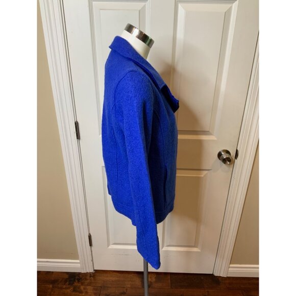 Tahari Blue Boiled Wool Asymmetrical Zip Moto Jacket, Size Small - Picture 3 of 5